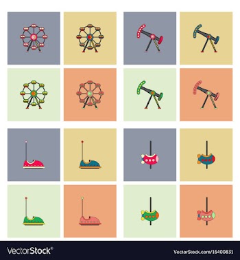 Amusement park icons vector image