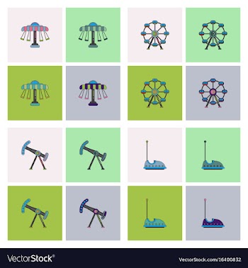 Amusement park icons vector image