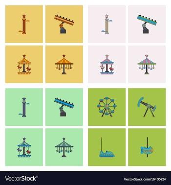 Amusement park icons vector image