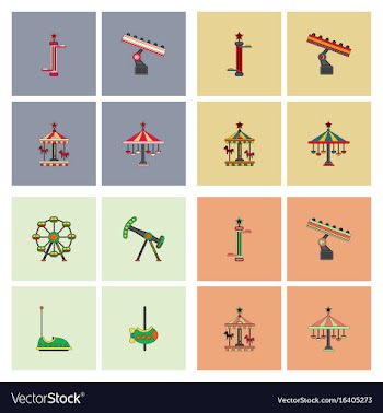 Amusement park icons vector image