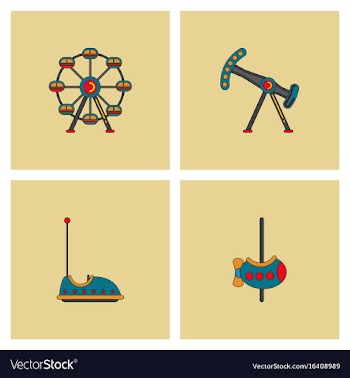 Amusement park icons vector image