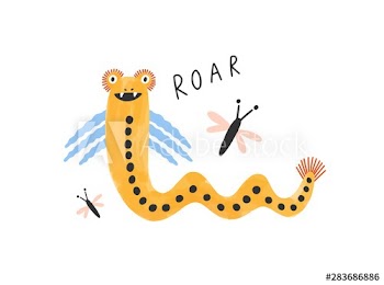 Amusing monster, alien or snake with wings