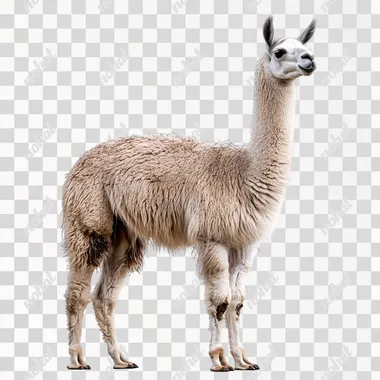 an alpaca standing in front of a PNG transparent background