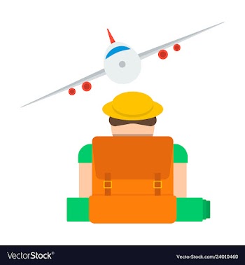 An american man at the airport with backpack vector image