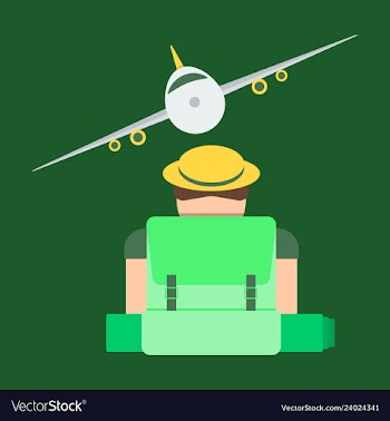 An american man at the airport with backpack vector image