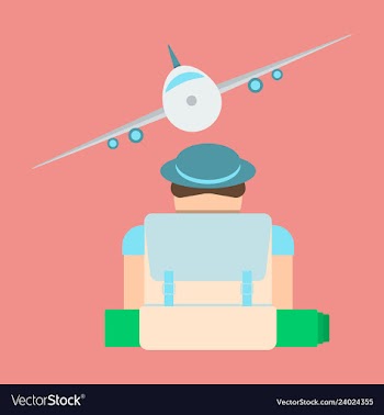 An american man at the airport with backpack vector image