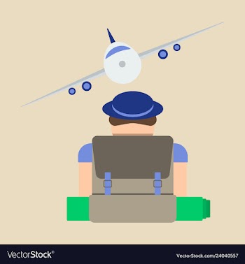 An american man at the airport with backpack vector image
