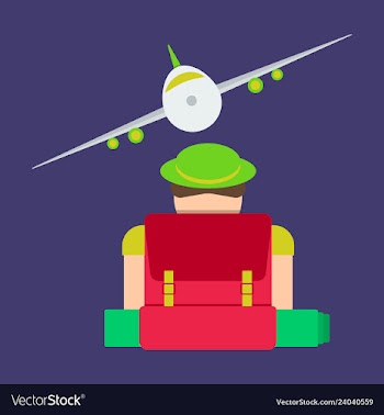 An american man at the airport with backpack vector image