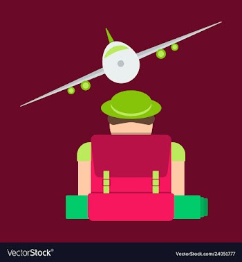 An american man at the airport with backpack vector image