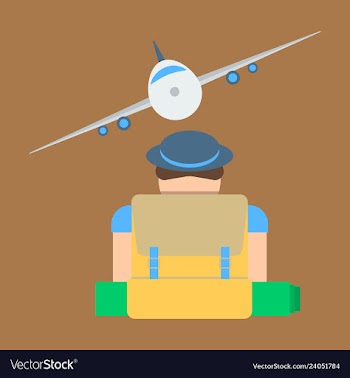 An american man at the airport with backpack vector image