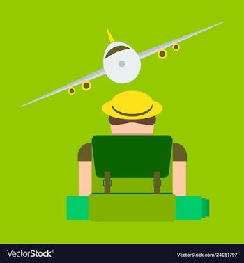 An american man at the airport with backpack vector image