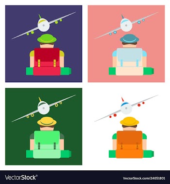 An american man at the airport with backpack vector image