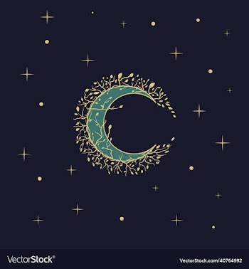 an editable crescent moon at night with roots