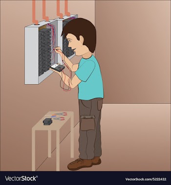 An electrician technician troubleshooting in vector image