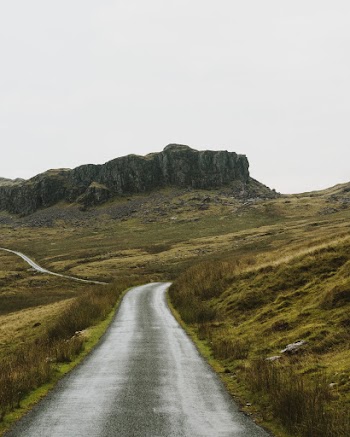 An Empty Paved Road Surrounded By Beautiful Scenery Of The Countryside