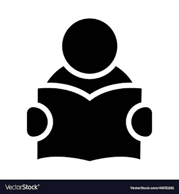 an icon of a person or student reading a book