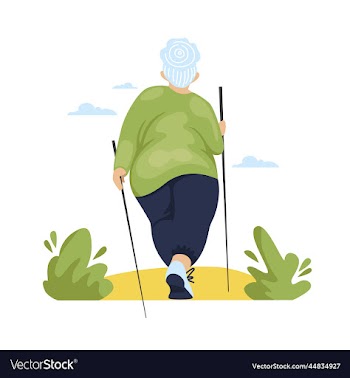 an old woman the woman is actively entering a