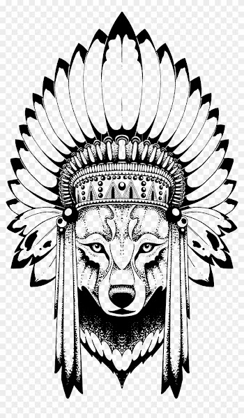 Anastasiya Avina - Wolf With Indian Headdress
