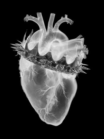Anatomical Heart with Chrome Punk Crown
