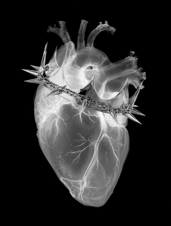 Anatomical Human Heart with Chrome Punk Crown