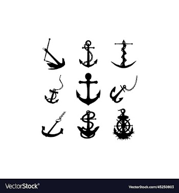 anchor boat silhouette set icon