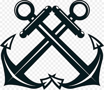Anchor Heraldry Sailor Ship - Hand painted black anchor ring 