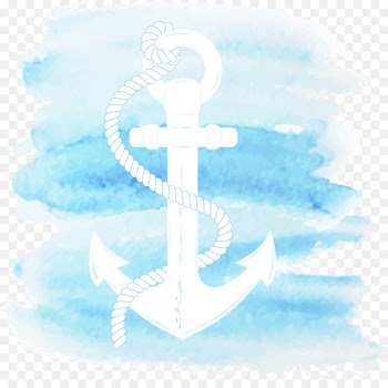 Anchor Watercolor painting Curtain - Watercolor blue anchor vector material 