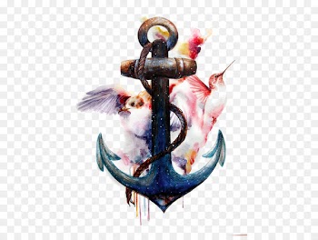 Anchor Watercolor painting Tattoo Art - Anchors and birds 