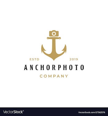 Anchor with camera photography logo template vector image
