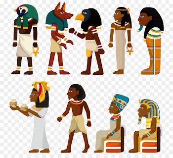 Ancient Egypt Egyptian hieroglyphs - Cartoon painted ancient Egyptian gods 