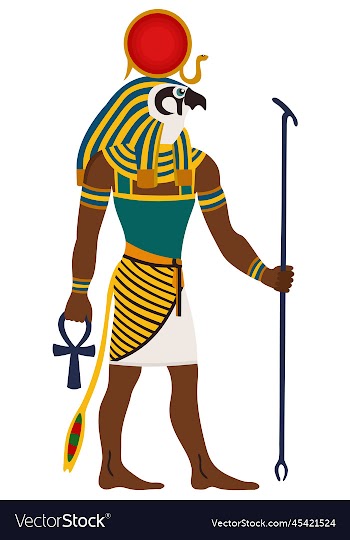 ancient egypt ra god of the sun man with falcon