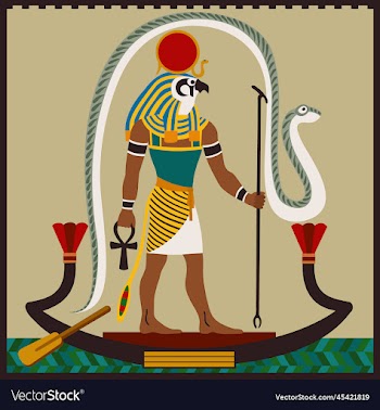 ancient egypt ra god of the sun man with falcon