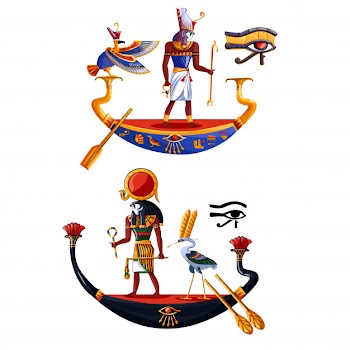 Ancient egypt sun god ra or horus cartoon Free Vector