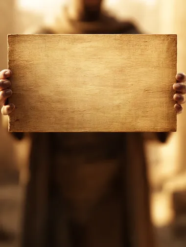 Ancient Egyptian-Style Blank Sign with Warm Tones Ancient Egyptian-Style Blank Sign with Warm Tones