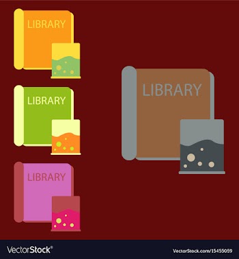 Ancient library books collection vector image