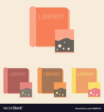 Ancient library books set vector image