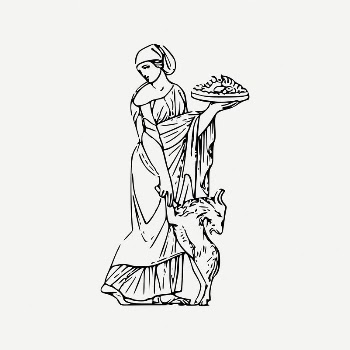 Ancient peasant collage element, maiden | Free PSD Illustration - rawpixel