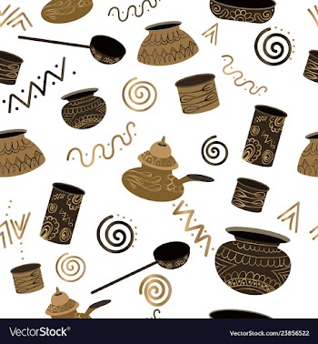 Ancient-utensils-pattern vector image