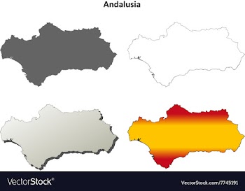Andalusia blank detailed outline map set vector image