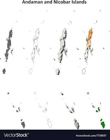 Andaman and Nicobar Islands blank outline map set vector image