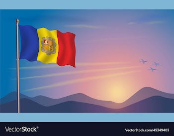andorra flag in the morning sun
