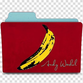 Andy Warhal gift card, fruit yellow font, Warhol banana transparent background PNG clipart