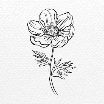 Anemone flower collage element, black | Free PSD Illustration - rawpixel