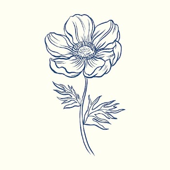 Anemone flower collage element, blue | Free PSD Illustration - rawpixel