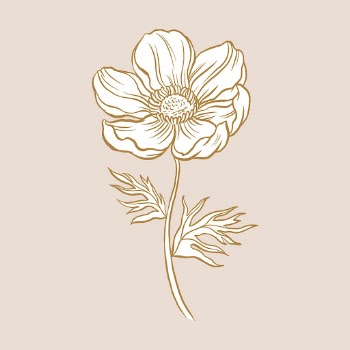 Anemone flower collage element, brown | Free PSD Illustration - rawpixel