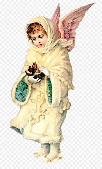 Angel Cherub Christmas card Victorian era - angel 