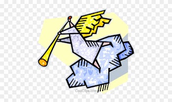 Angel Form With Trumpet And Clouds Royalty Free Vector - Angel Form With Trumpet And Clouds Royalty Free Vector
