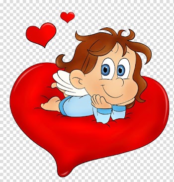Angel lying on heart illustration, Valentine's Day Heart , Valentine Cute Angel transparent background PNG clipart