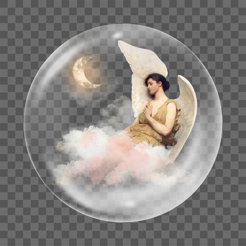 Angel & moon png sticker, | Free PNG - rawpixel