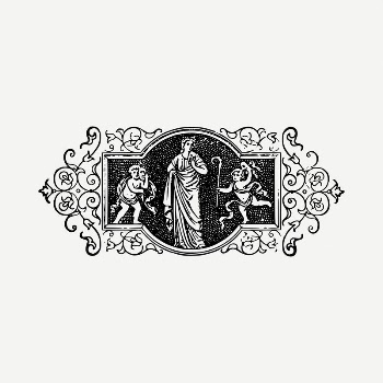 Angel ornament badge drawing, vintage | Free PSD - rawpixel